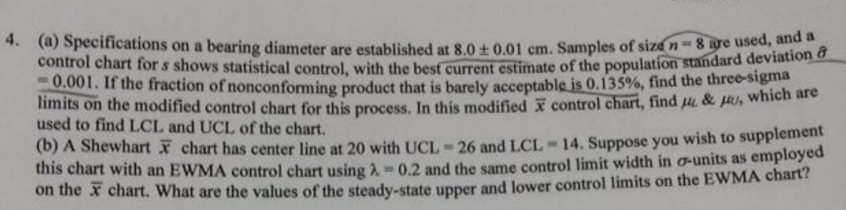 answer these questions showing the steps 4. (a) Specifications on a bearing