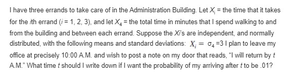 solve these problems I have three errands to take care of in