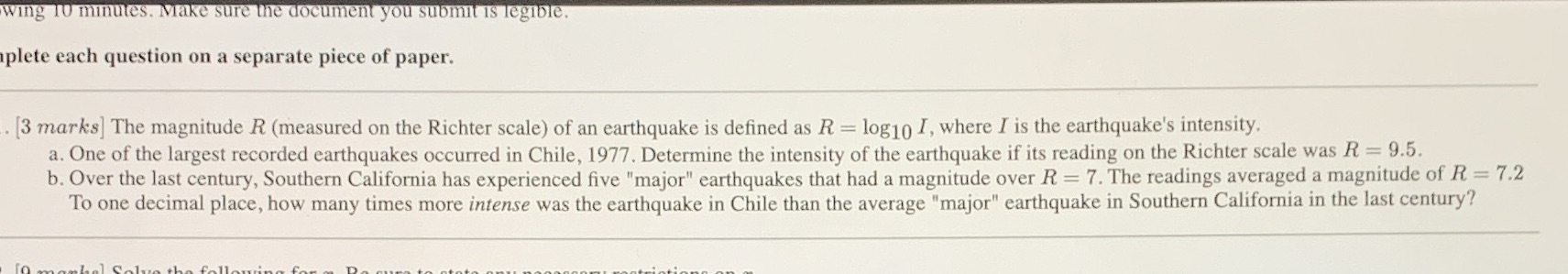 Wing 10 minutes. Make sure the document you submit is legible.