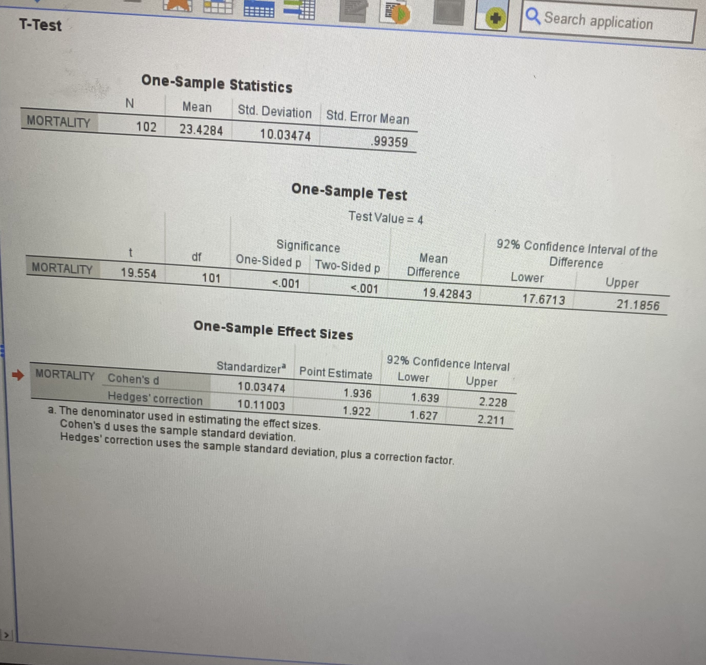 102 109.8363 34.28991 3.39521 One-Sample Test Test Value = 5 95% Confidence