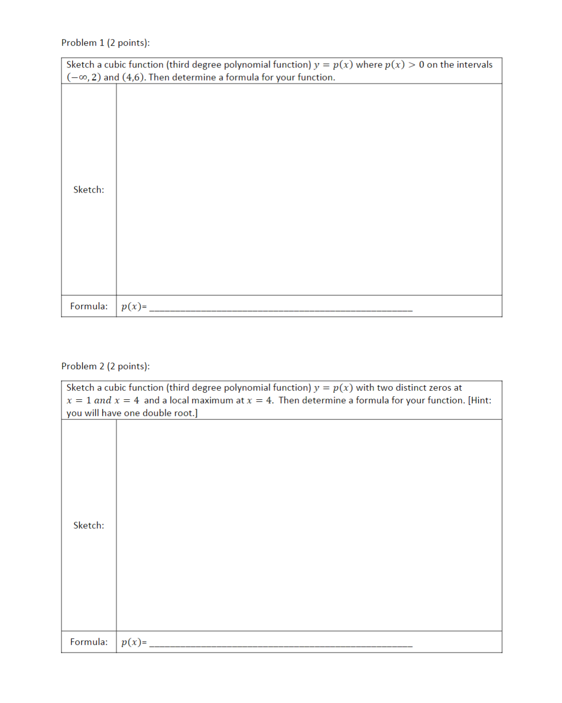 function f(x) = x? 6x + 5. The following information allows us