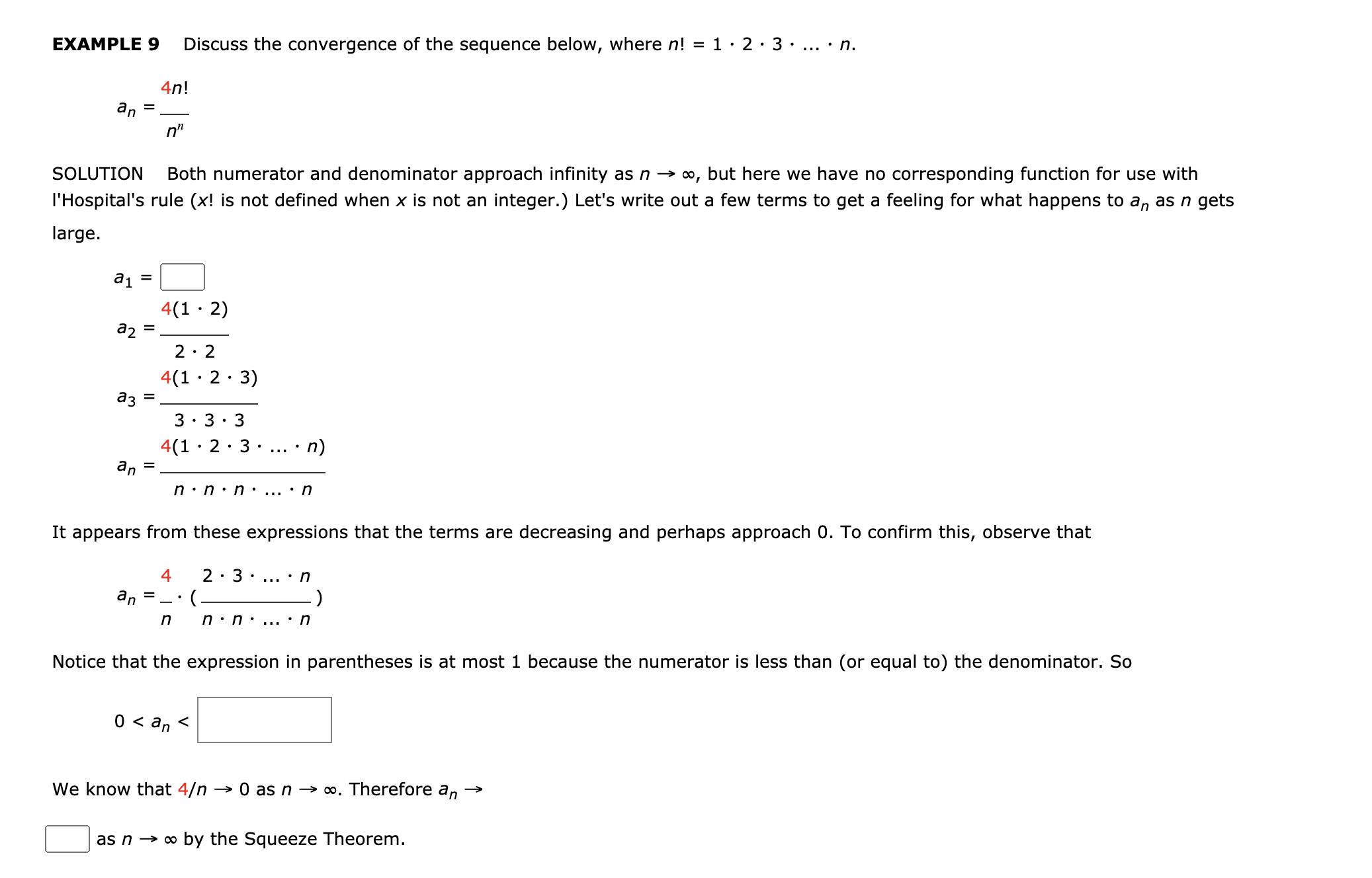Fill in the blanks please: EXAMPLE 9 Discuss the convergence of the