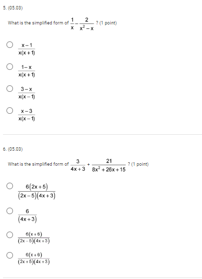 O 3x + 5, with the restriction x = 3x - 5,