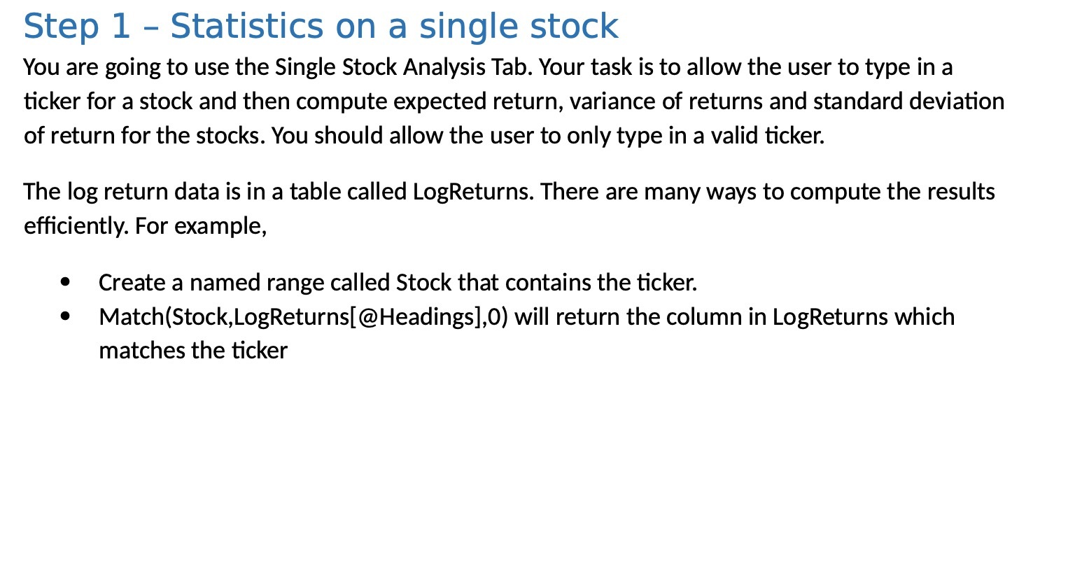  Step 1 - Statistics on a single stock You are going