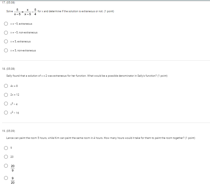 form of _* +1 + x *+ 5x +4 ? (1 point)