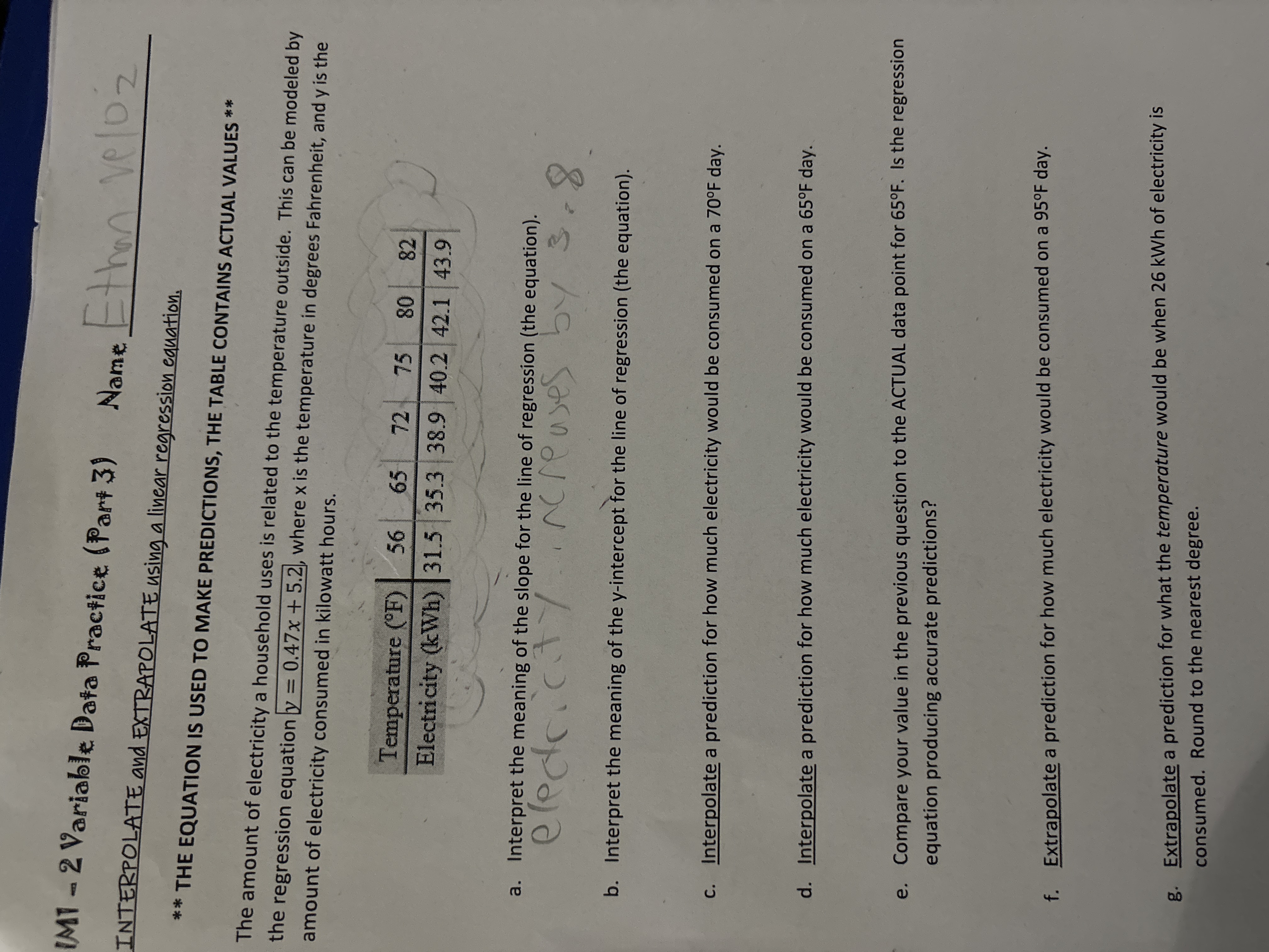  IMI - 2 Variable Data Practice (Part 3) Name Ethan ve