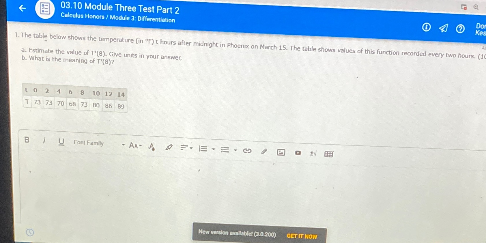 Help 03.10 Module Three Test Part 2 Dor Calculus Honors / Module