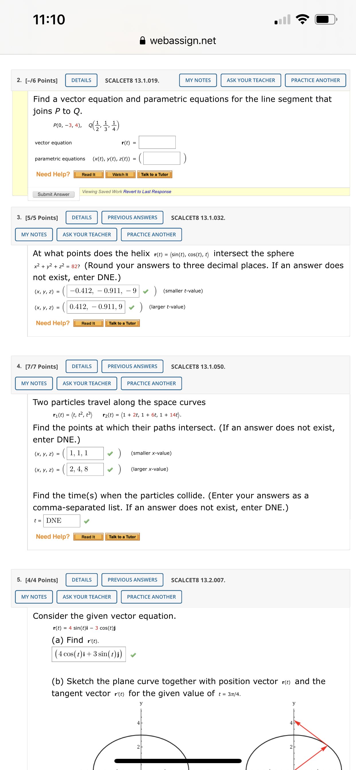 I need help with #2 11:10 a webassign.net 2. [-/6 Points] DETAILS