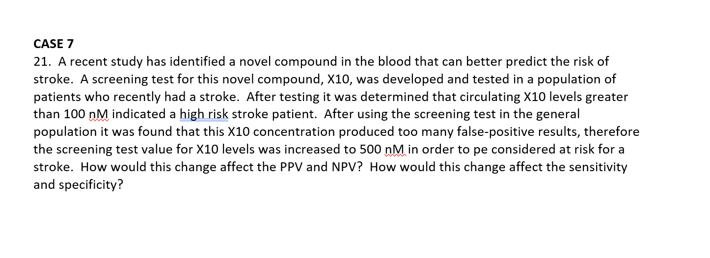 please help me answer the following: CASE 7 21. A recent study