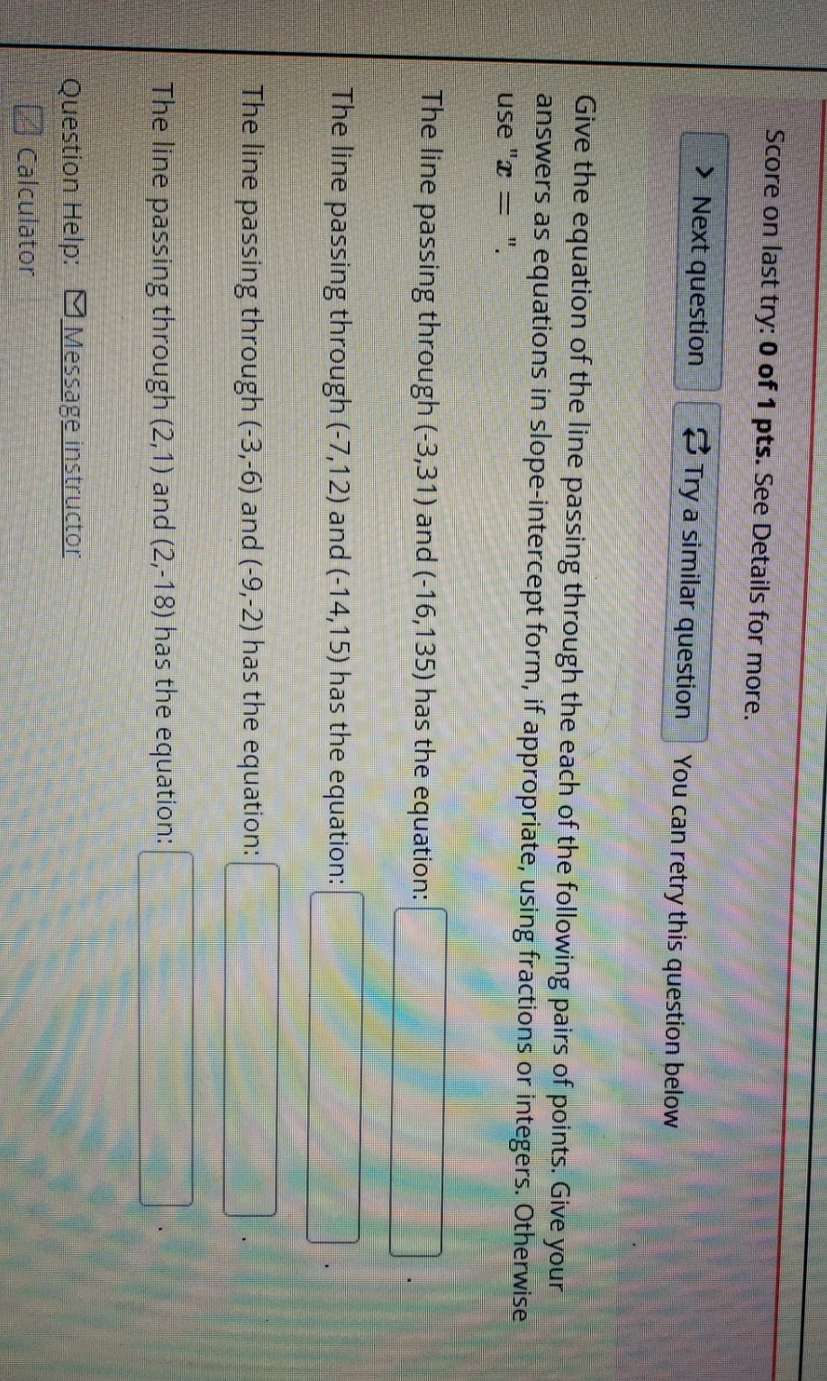 pls help with this hw question Score on last try: 0 of