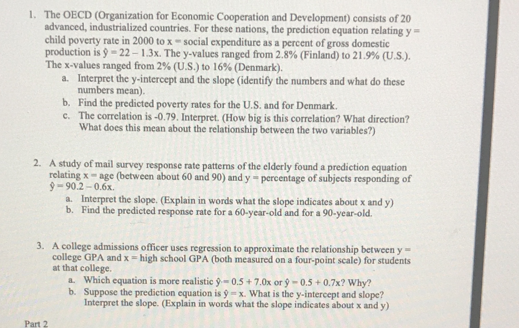 Please help and label. Linear relationships 1. The OECD (Organization for Economic