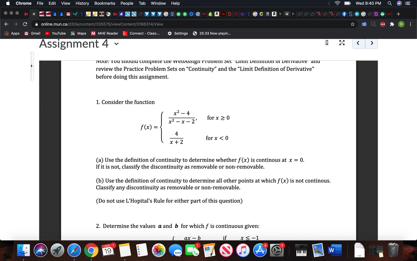 answer question 1 a and b Chrome File Edit View History Bookmarks