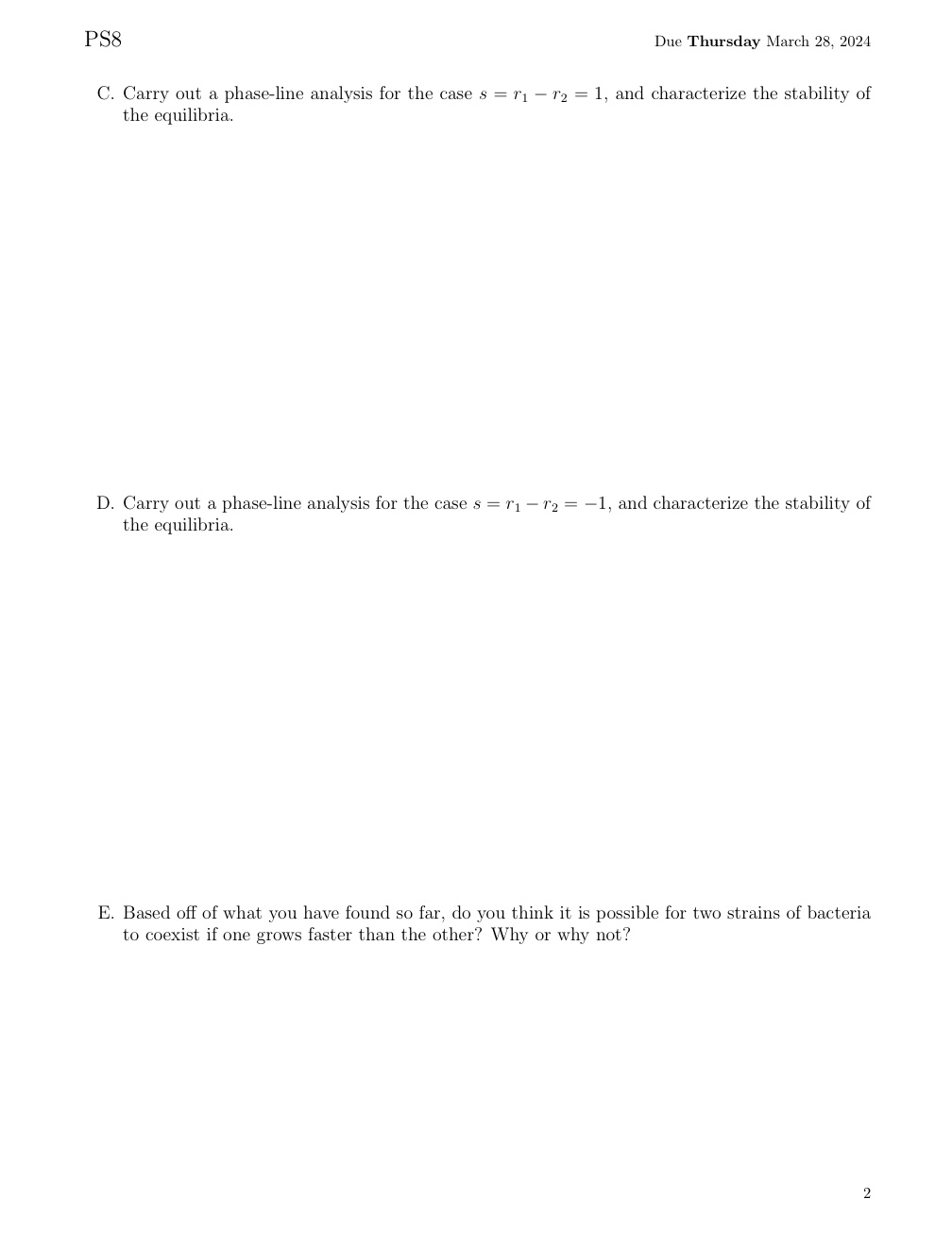 me your work and what answer you got. PS8 Due Thursday March