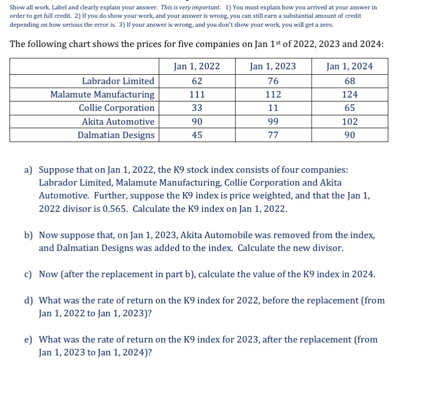  Show all work. Label and dearly explain vour answer. This is