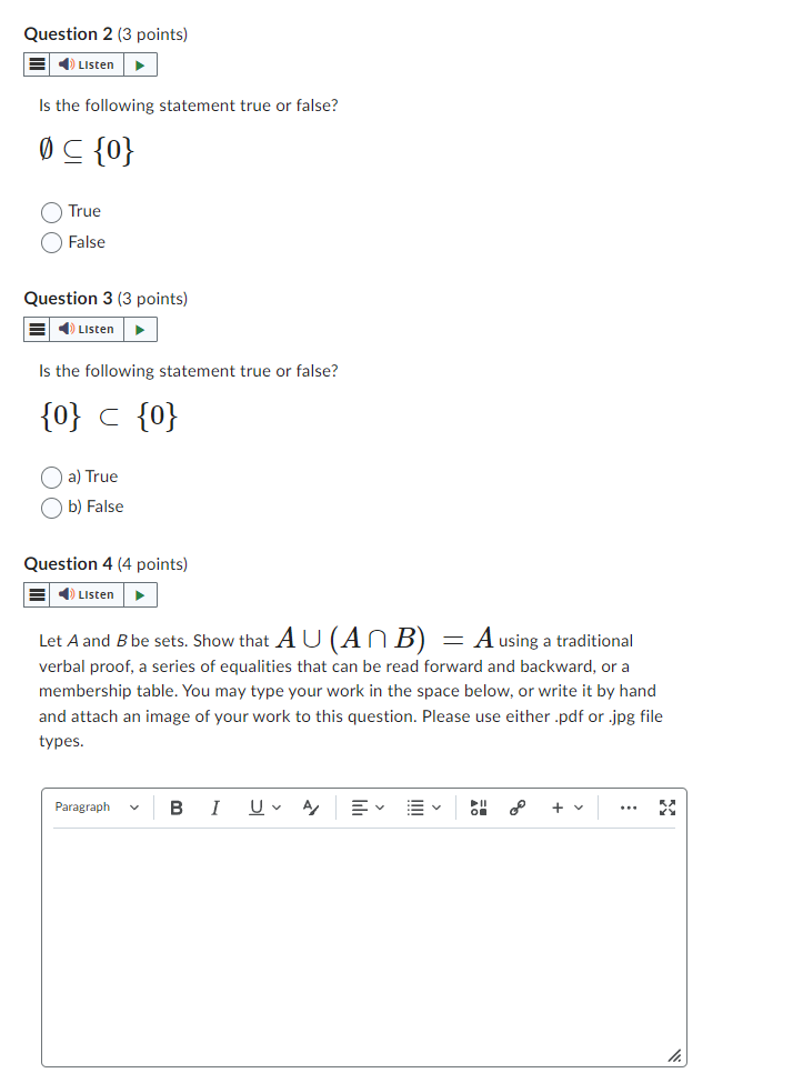 Question 2 (3 points) =[G [ | Is the following statement