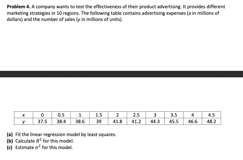 Problem 4 Problem 4. A company wants to test the effectiveness of