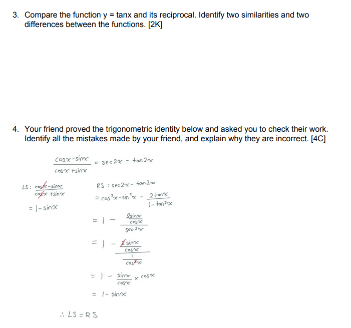 Need help with this question 3. Compare the function 3r =