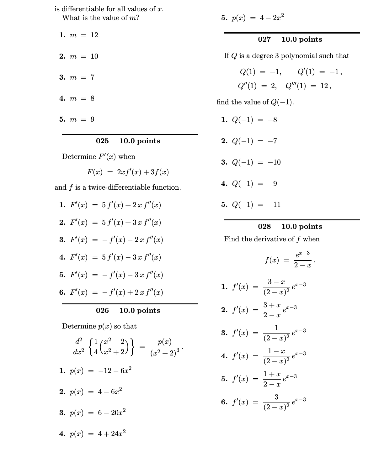 1 022 10.0 points x vac Find the value of 6. g'(2)