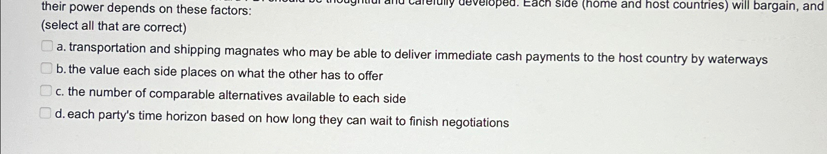  their power depends on these factors: (select all that are correct)