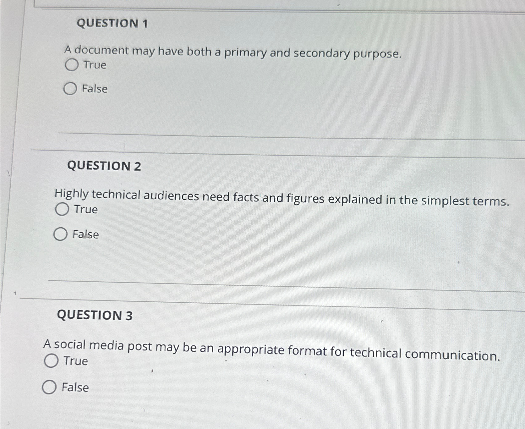  QUESTION 1 A document may have both a primary and secondary