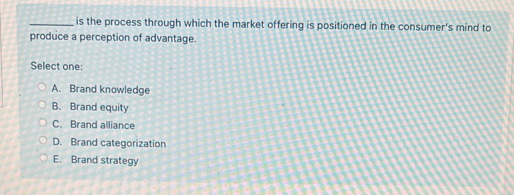  is the process through which the market offering is positioned in