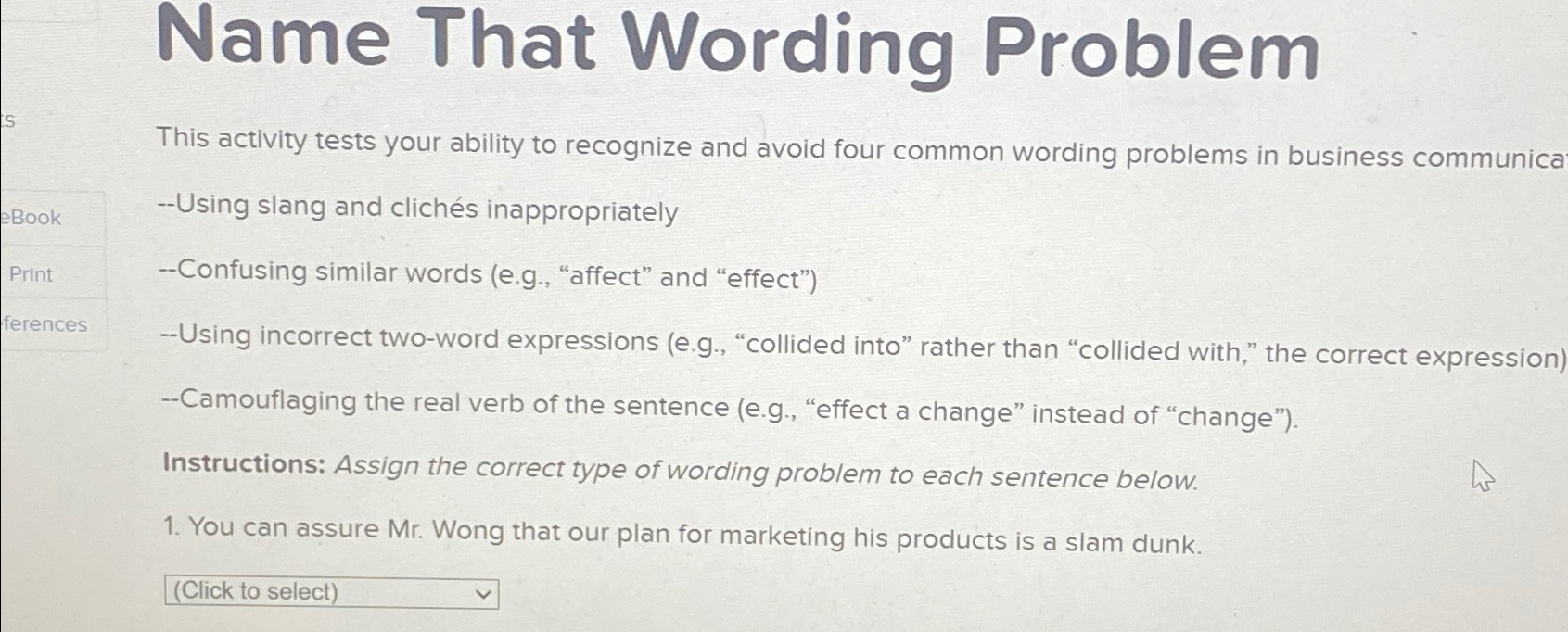  Name That Wording Problem This activity tests your ability to recognize