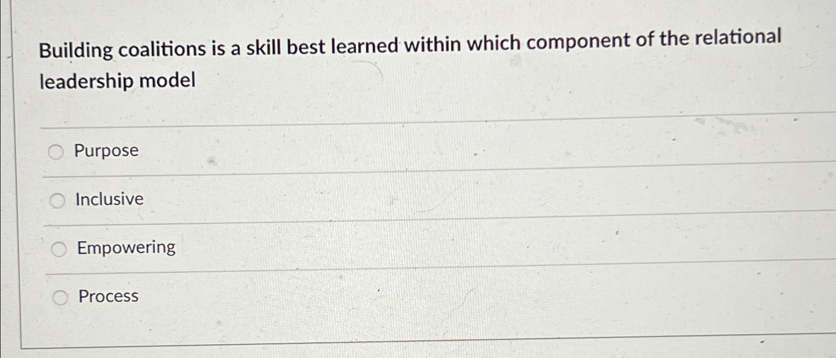  Building coalitions is a skill best learned within which component of