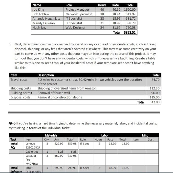and a rough timetable for the project, you want to see how