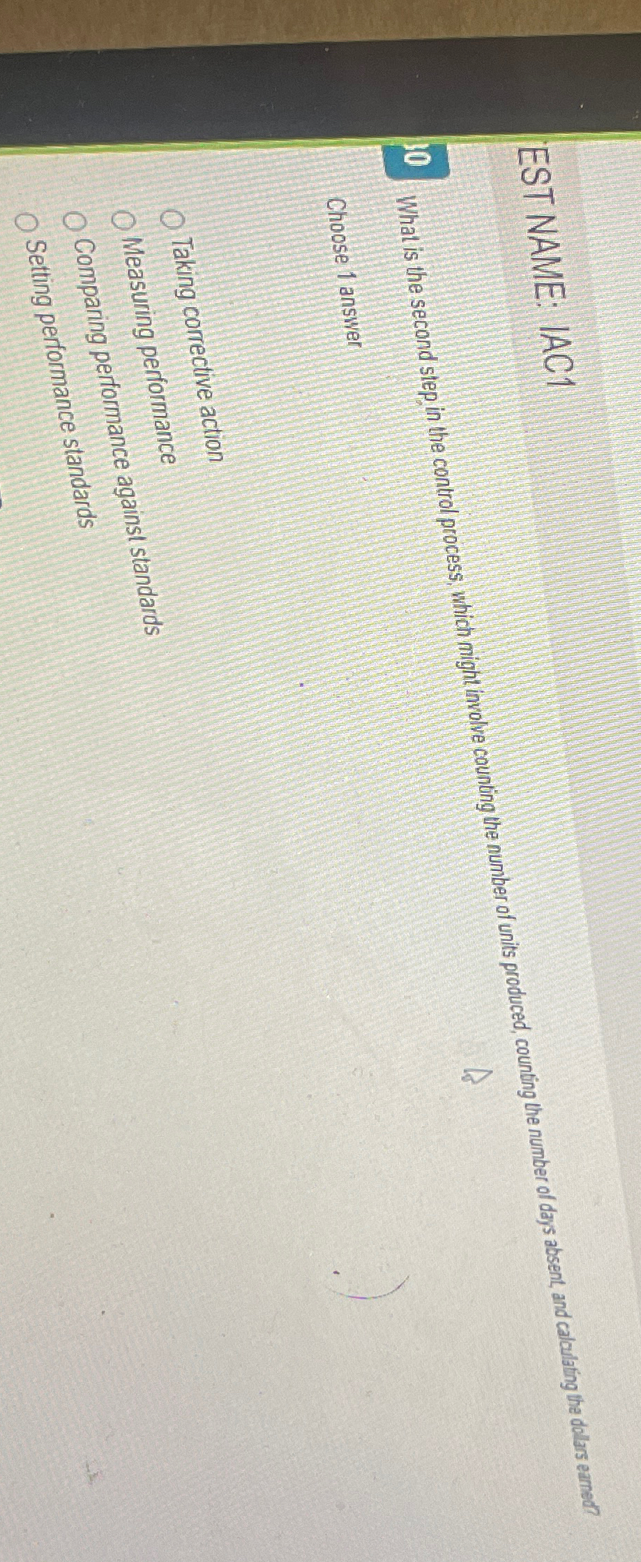  What is the second step in the control process, which might