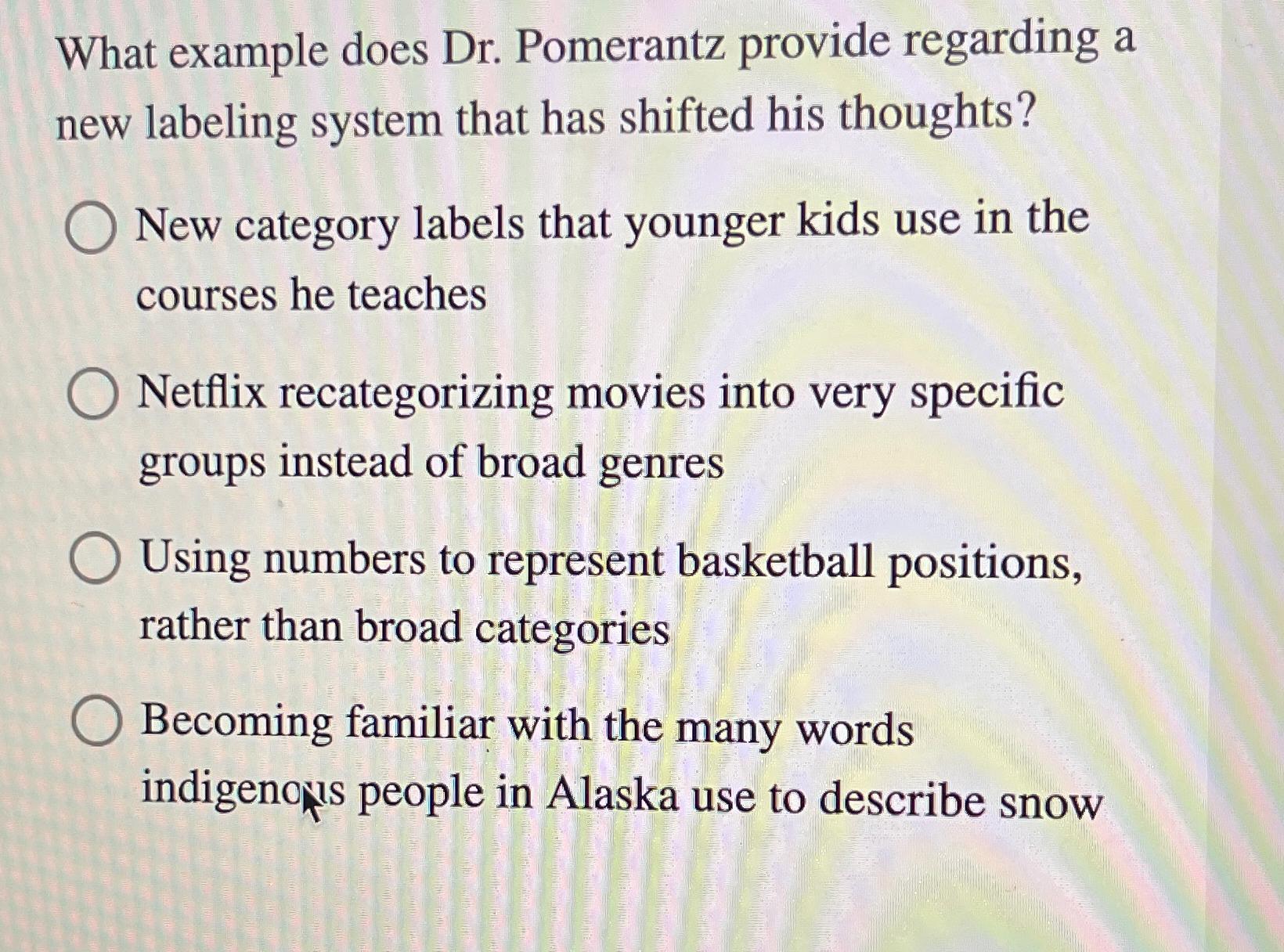  What example does Dr. Pomerantz provide regarding a new labeling system