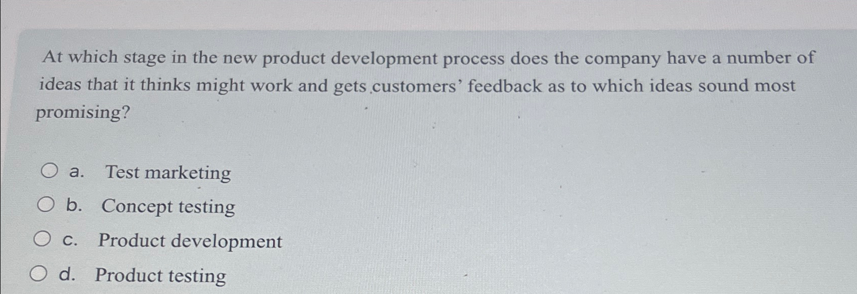  At which stage in the new product development process does the