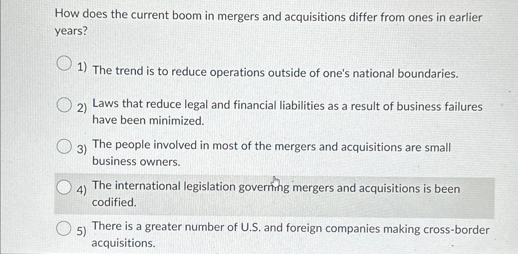  How does the current boom in mergers and acquisitions differ from