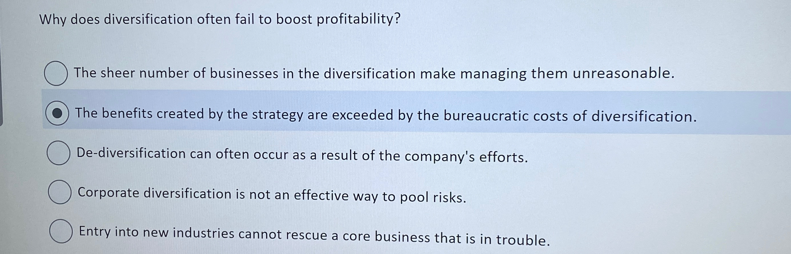  Why does diversification often fail to boost profitability? The sheer number