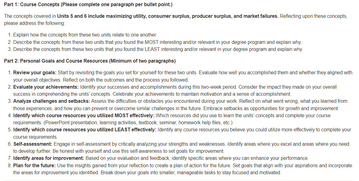  Part 1: Course Concepts (Please complete one paragraph per bullet point.)