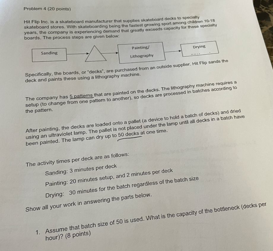 Problem 4 (20 points) Hit Flip Inc. is a skateboard manufacturer