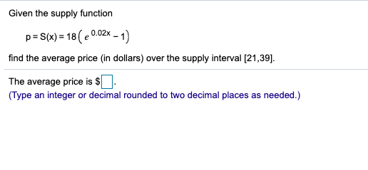 Please help me solve this question. Given the supply function p =
