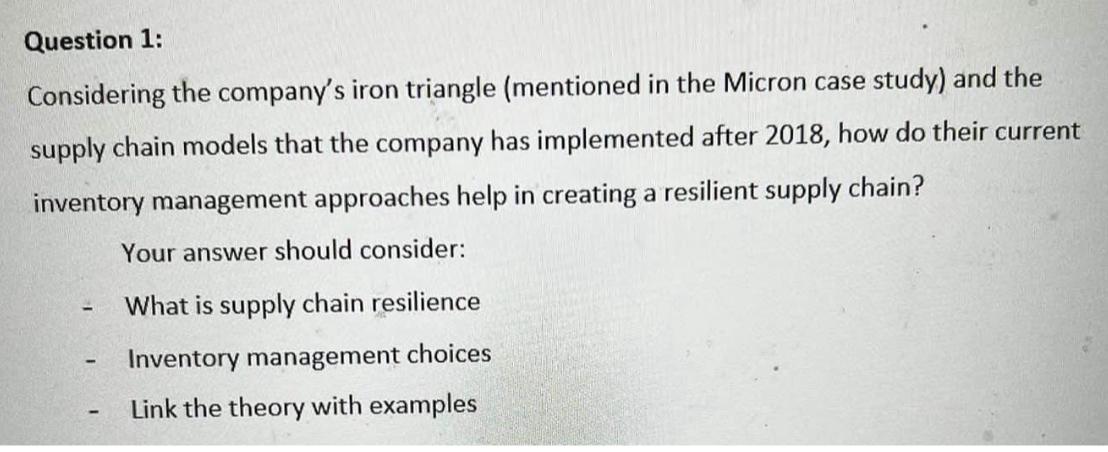  Question 1: Considering the company's iron triangle (mentioned in the Micron