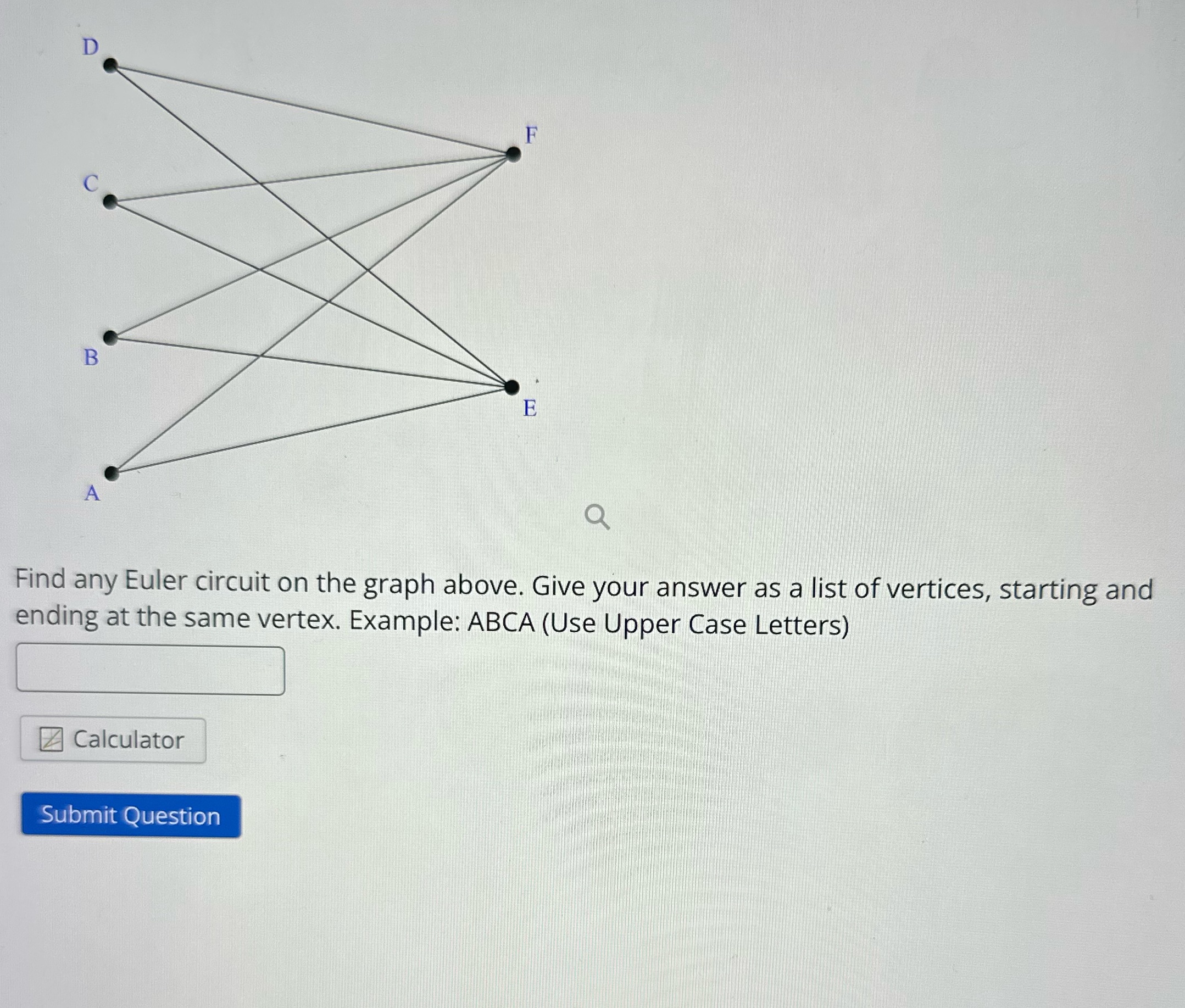  F B E Q Find any Euler circuit on the graph