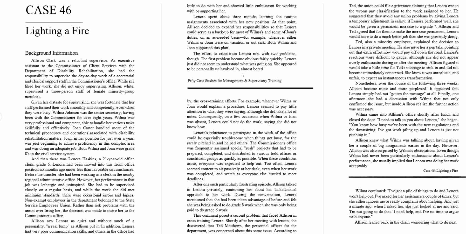  QUESTIONS 1. What errors are Allison making as a supervisor? 2.