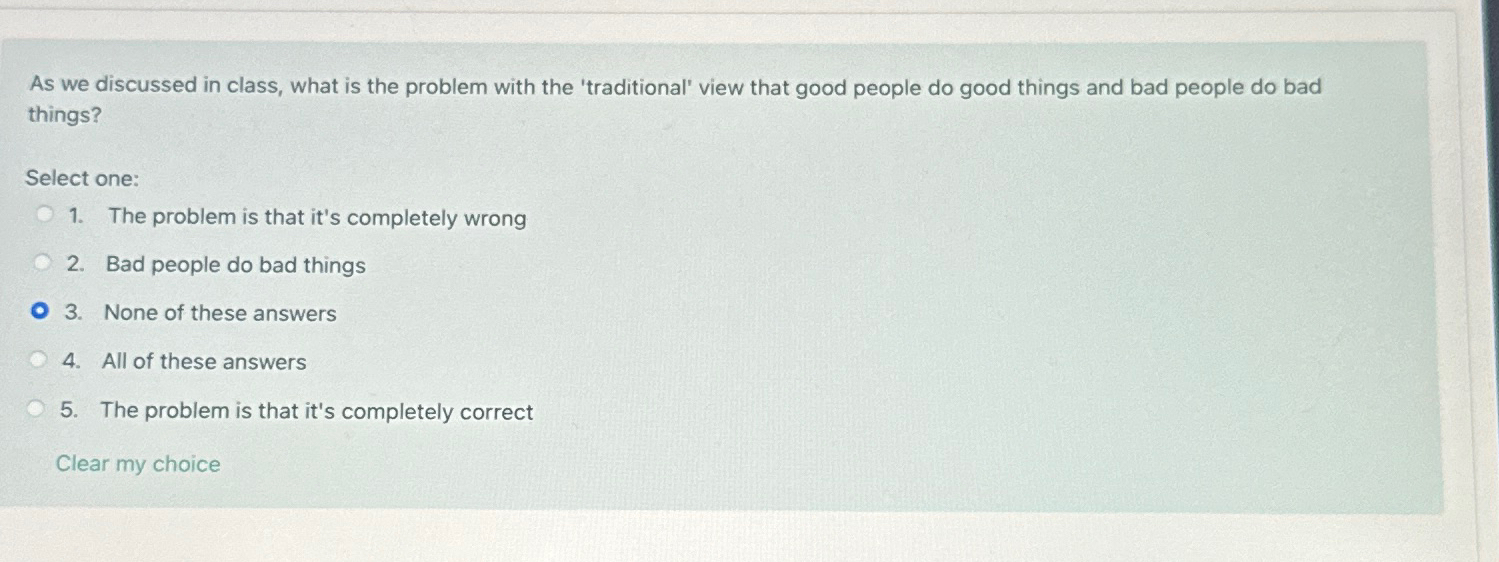  As we discussed in class, what is the problem with the