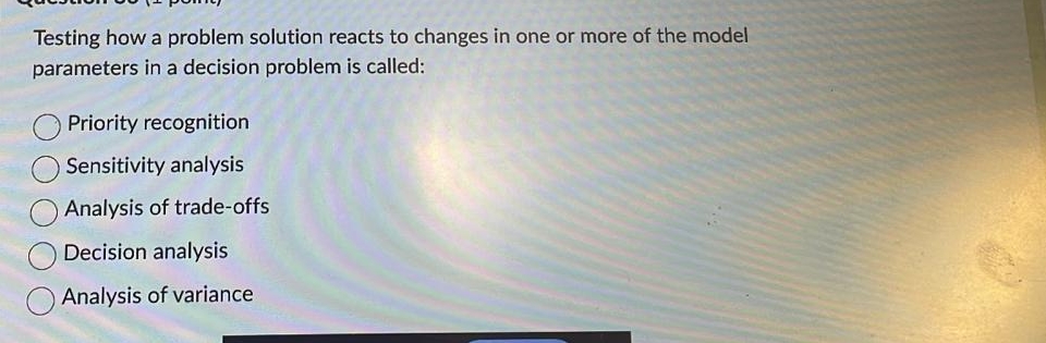  Testing how a problem solution reacts to changes in one or