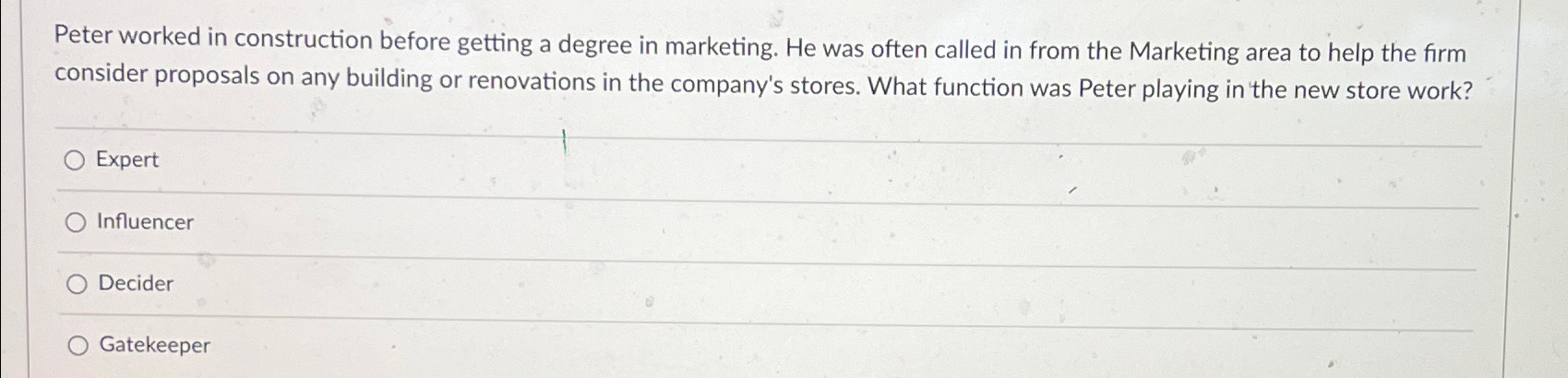  Peter worked in construction before getting a degree in marketing. He