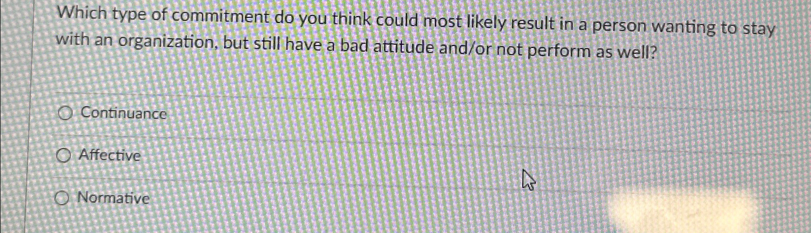  Which type of commitment do you think could most likely result