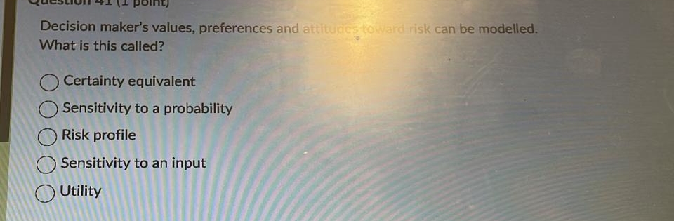  Decision maker's values, preferences and attitudes tor ard risk can be