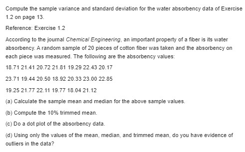 study was carried out in which samples of 12 specimens of the