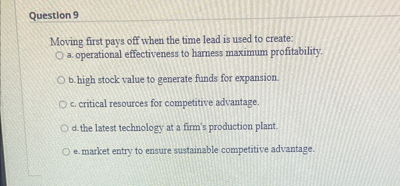  Questiong Moving first pays off when the time lead is used