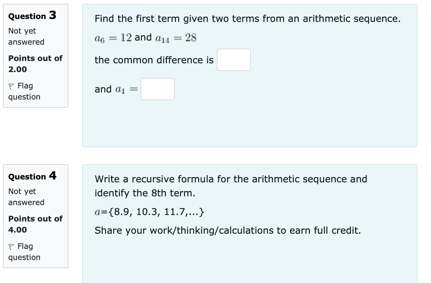 = 2nd term = 3rd term = 4th term = Question 2