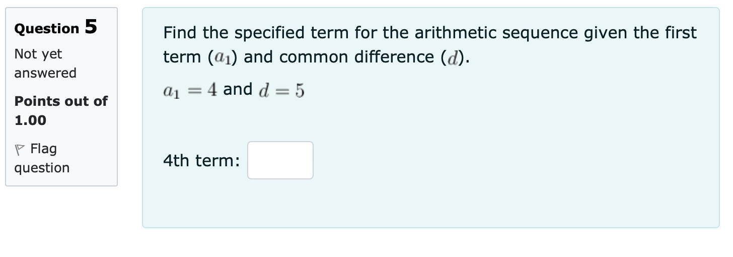 Find the explicit formula for the following sequence. Type without Not yet