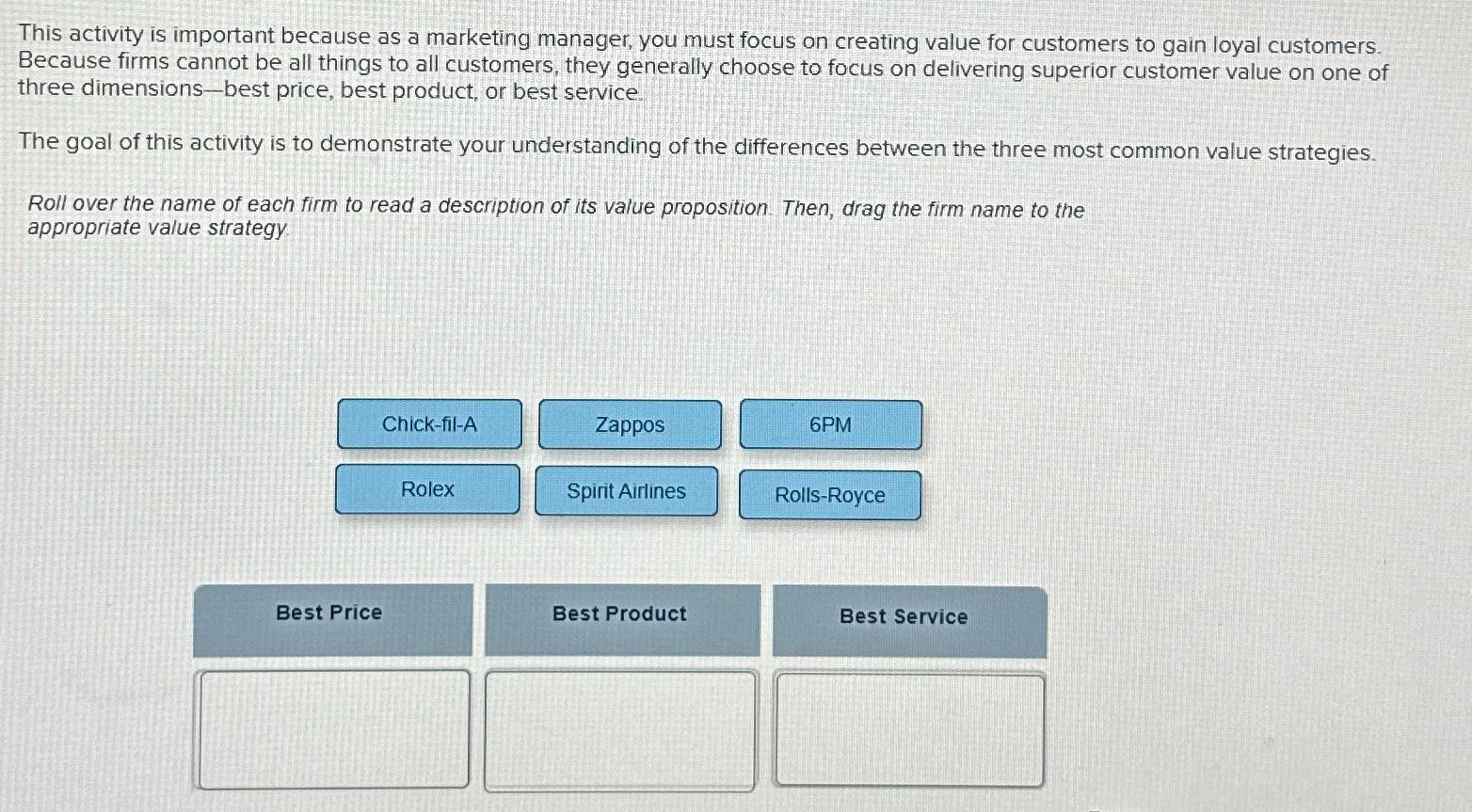  This activity is important because as a marketing manager, you must