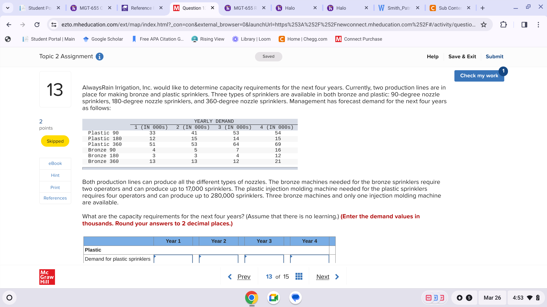  Topic 2 Assignment i Saved Help Save & Exit Submit 13